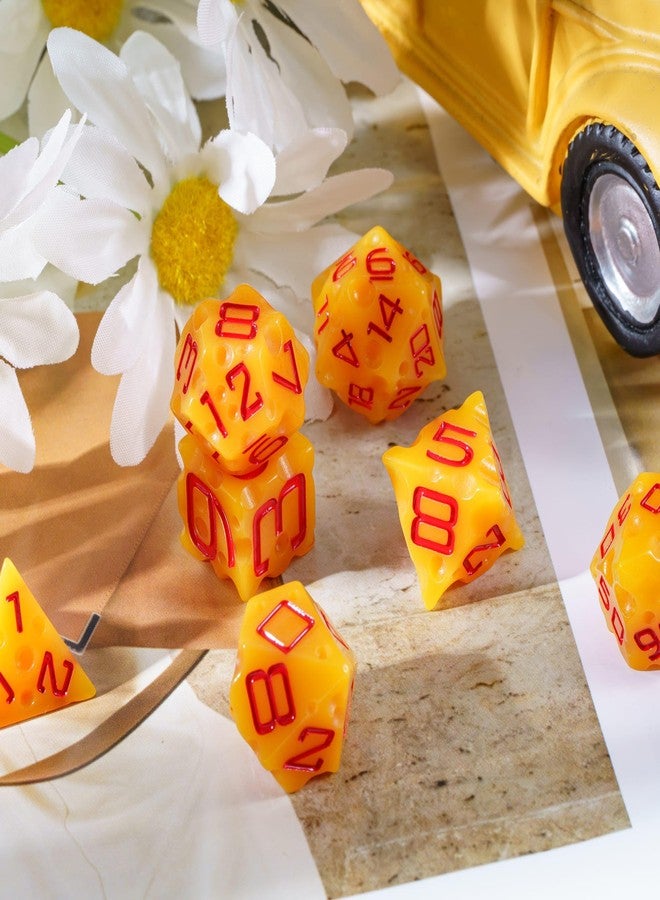 HDdais Cheese Dice Set, Yellow Resin Polyhedral DND Dice Set for D&D Role Playing Game and Other Tabletop Games - Image 2